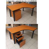 D17 - L-shape desk + pedestal size 1.6 x 1.2 @ R1650.00